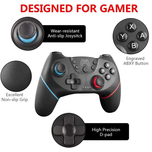 Vista 3 de Upgraded Wireless Controller for Switch/Lite/OLED/Switch 2 Pro Controller for Switch Remote Joystick Gamepad Supports Wake up, Gyro Axis, Turbo