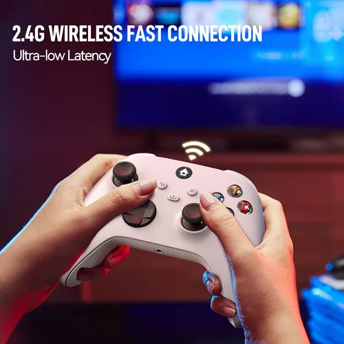 Vista 5 de Wireless Controller Compatible With Xbox One, Xbox Series XS, Xbox One XS, Windows PC, Game Controller with 2.4GHZ Adapter and Headphone Jack - White