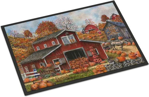 Vista 30 de Caroline's Treasures PTW2009MAT - Felpudo de calabaza y hojas de otoño, 18 x 27 pulgadas, tapete para puerta delantera, interior y exterior