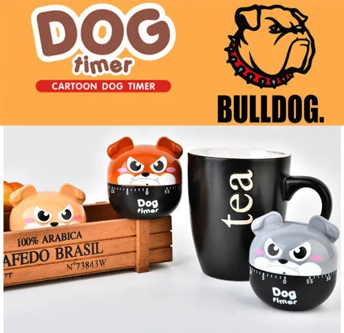Vista 4 de Temporizadores de maquinaria de perro de dibujos animados lindos 60 minutos temporizador de cocina mecánica reloj contadores de alarma fuerte