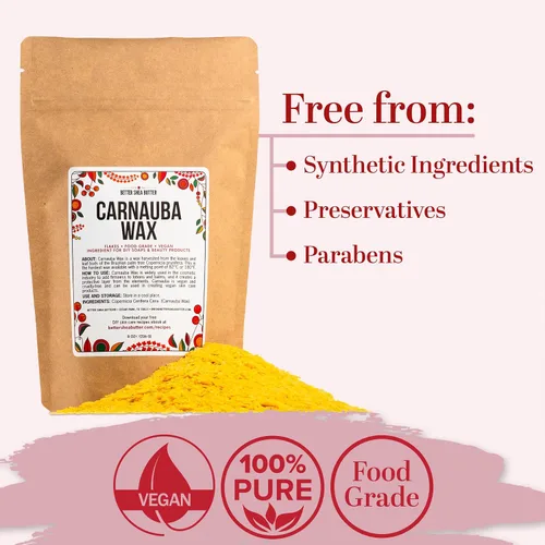 Vista 7 de Copos de cera de carnauba para bálsamos, velas y cuidado de la piel Cera vegana natural, ingrediente para bálsamo labial, bálsamos y acabado