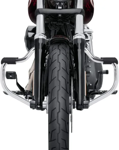 Vista 7 de 1 1/4 "Bigote Motor Guard Highway Crash Bar para Harley Softail Fat Boy 2018-posterior Chrome Mate negro