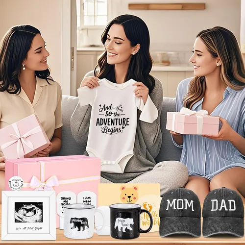Vista 6 de Regalos para nuevos padres para parejas, regalos para mamá y papá por primera vez, regalos para futuros padres, revelación de género y regalos