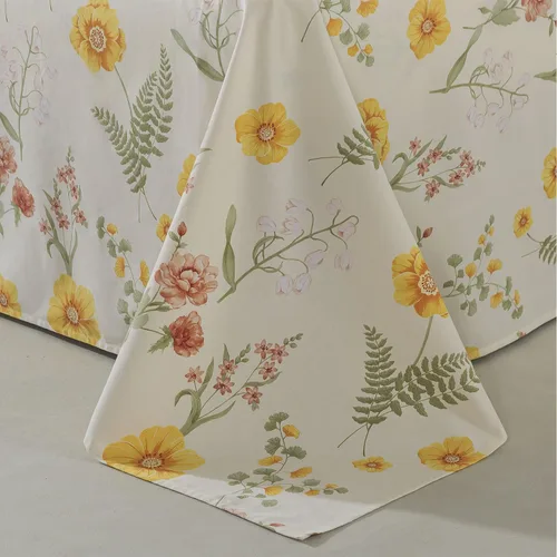 Vista 8 de FADFAY Juego de sábanas de percal de algodón cepillado con bolsillo profundo, sábana bajera ajustable de lujo con estampado floral de caléndula