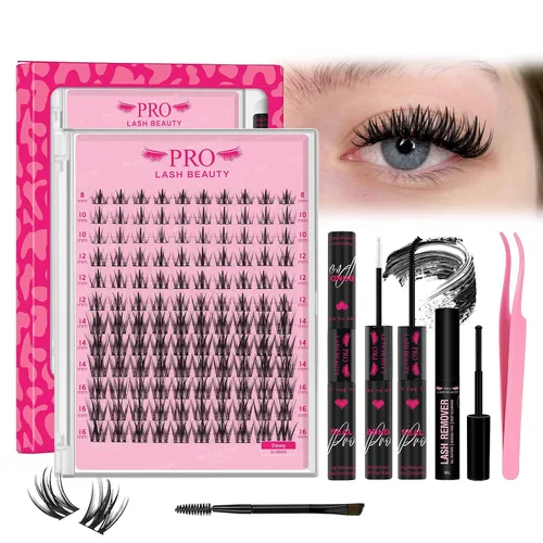Vista 20 de PROLASHBEAUTY - Pegamento transparente de racimo de pestañas para 7 días de larga duración, pegamento impermeable para pestañas y sellado