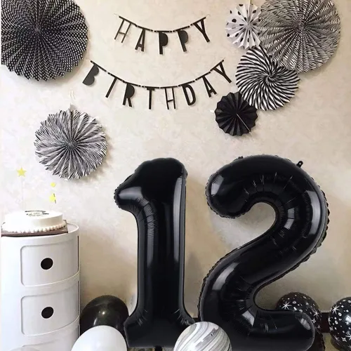 Vista 5 de Globos de números grandes, negros, de 40 pulgadas