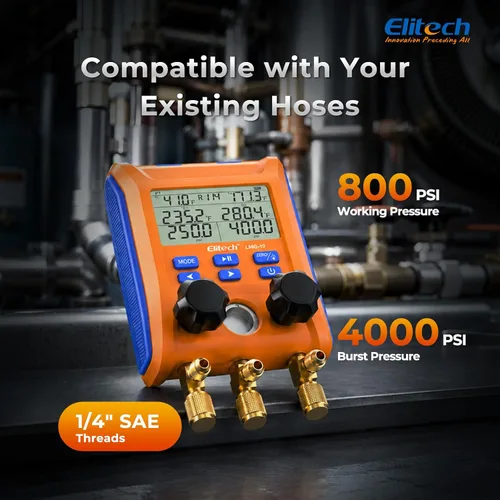 Vista 5 de Elitech LMG-10 Colector HVAC de 2 vías con abrazaderas de temperatura con Abrazaderas de 2 vías