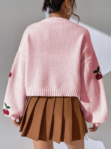 Vista 2 de SweatyRocks Suéter de punto de manga larga con bloque de color para mujer