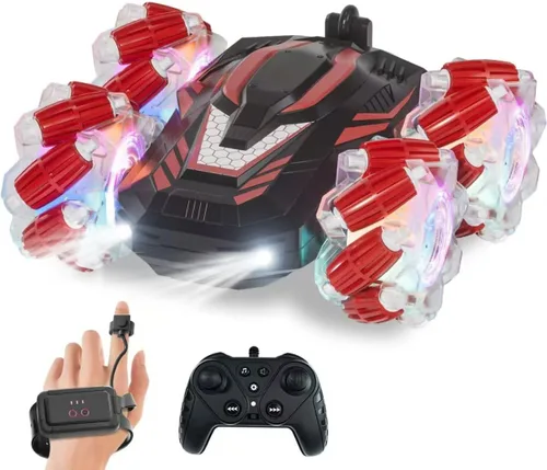 Vista 7 de Nuevo coche acrobático RC con detección de gestos con luces y música, coche de control remoto por gesto de mano que gira 360° controlado por ambos