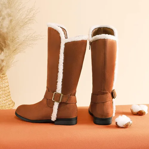 Vista 5 de DREAM PAIRS Botas de invierno de media pantorrilla con cremallera lateral para niñas