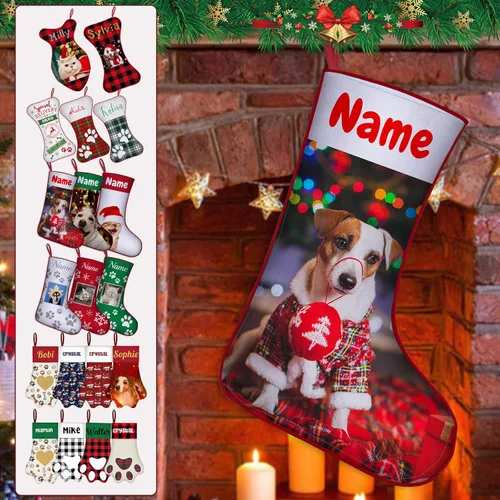 Vista 26 de Calcetines de Navidad personalizados para perros y gatos, 42 patrones de perros y mascotas, calcetines de Navidad personalizados con nombres, adorno