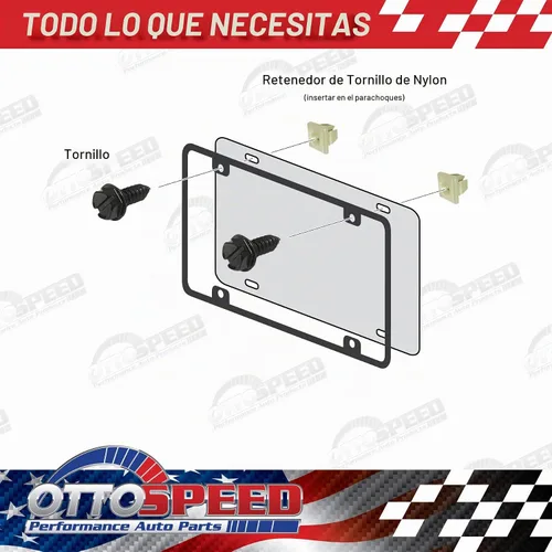 Vista 4 de Kit de tornillos para placa de matrícula - Negro, sujetadores de estilo OEM con retenedores de tornillo de nailon para montar placas de matrícula