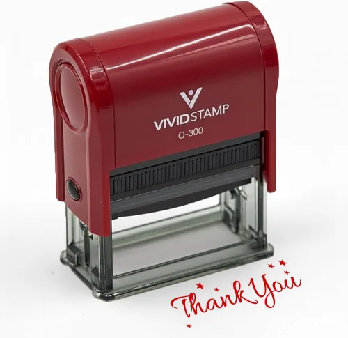 Vista 2 de Sello de goma autoentintado Thank You w/Stars (tinta roja), grande