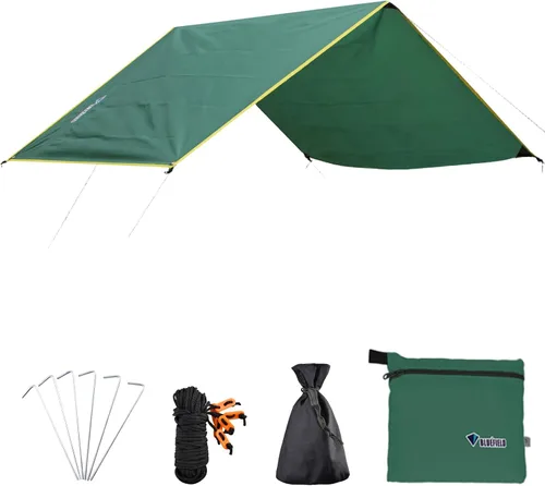 Vista 11 de Azarxis Hamaca de lona para camping, mosca de lluvia, toldo impermeable para tienda de campaña, toldo de tela para picnic para senderismo al aire