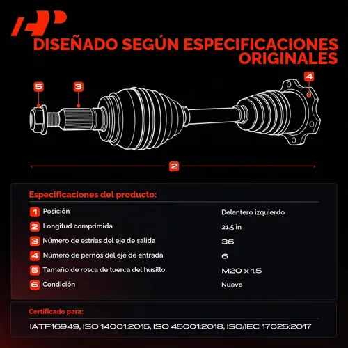 Vista 3 de A-Premium - Conjunto de eje CV del lado del conductor delantero izquierdo Compatible con Volkswagen Jetta 1999-2005, Beetle 1999-2005, Golf