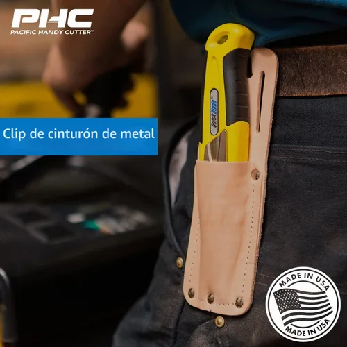 Vista 4 de Pacific Handy PCUKH326 funda de piel marrón con enganche para cortador/cutter
