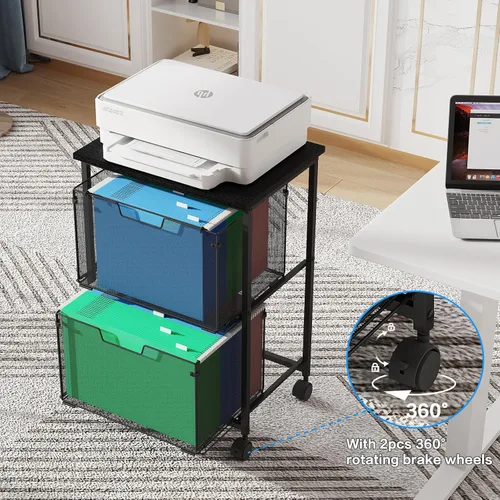 Vista 8 de Sbanmao Carro de archivos con ruedas para cartas/legales con 2 cajones de almacenamiento, almacenamiento debajo del escritorio, archivador vertical