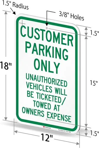 Vista 6 de SmartSign Letrero "Solo estacionamiento para clientes: vehículos no autorizados con boletos/remolcados" 12 x 18 pulgadas, aluminio reflectante