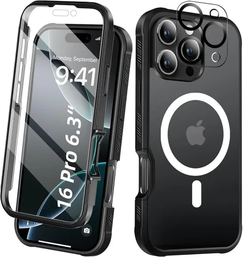 Vista 24 de Funda para iPhone 15 de cuerpo completo, protector de pantalla integrado, con protector de lente de cámara, [antiamarilleamiento], funda protectora