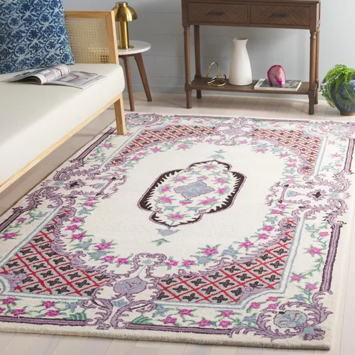 Vista 15 de SAFAVIEH Bellagio Collection - Alfombra decorativa de 2 x 3 pies, azul y rosa, hecha a mano de lana de medallón, ideal para zonas de alto tráfico