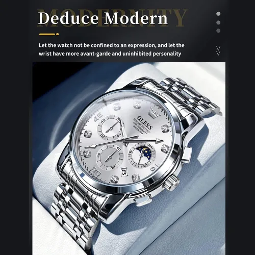 Vista 3 de Taxau Watches for Men, Luxury Stainless Steel Men's Watches, Big Face Dress Men WatchesMen Multifunction Chronograph with Date and