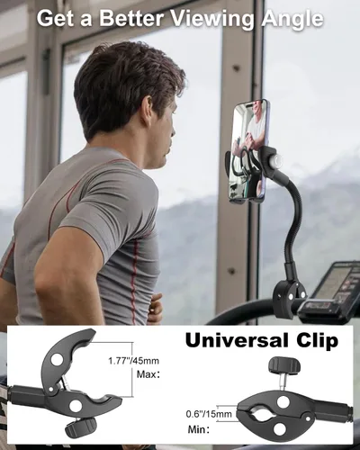 Vista 6 de Soporte para teléfono con cuello de cisne [súper duradero] Abrazadera de montaje de teléfono celular de brazo largo para cinta de correr, silla