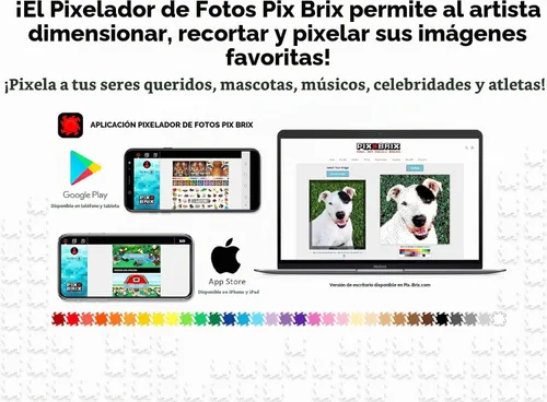 Vista 5 de Pix Brix Pixel Art Puzzle Bricks Bucket - Kit de arte de píxeles de 1500 piezas con 12 colores, paleta oscura, ladrillos de construcción
