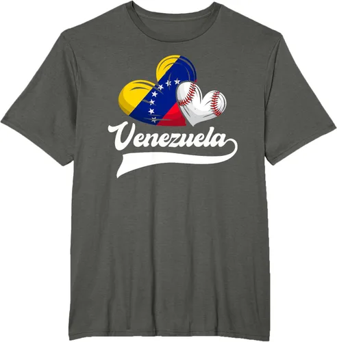Vista 5 de Camiseta de béisbol venezolana con diseño de corazón y bandera de Venezuela, Negro