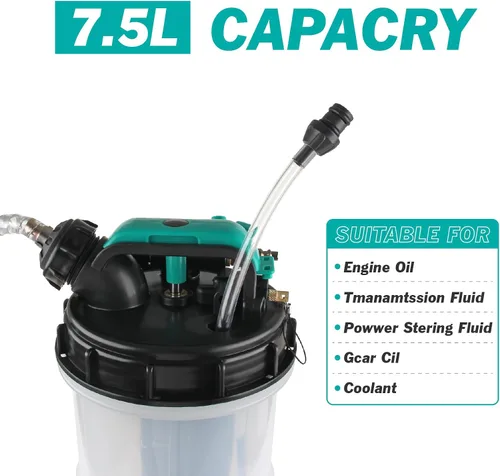 Vista 2 de Bomba extractora de líquido de aceite de 7.5L Bomba de cambio de vacío de aceite manual/neumática con válvula de control de aire 4 tubos varilla