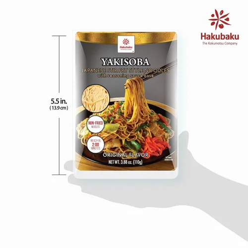 Vista 3 de Hakubaku Fideos japoneses estilo salteado - YAKISOBA (sabor original, paquete de 6)