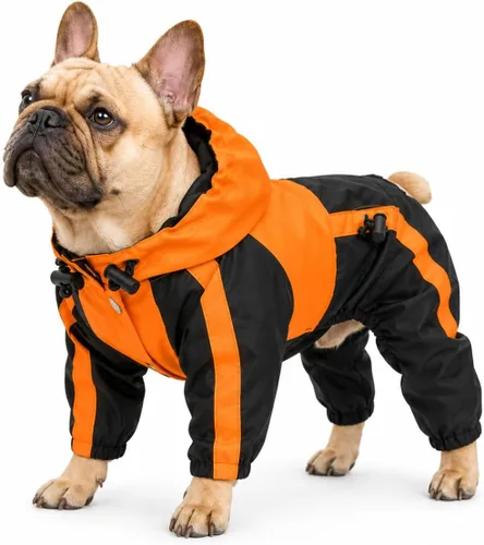 Vista 16 de Ropa para mascotas, abrigo impermeable de nailon para mascotas, chaqueta de lluvia adorable con capucha perfecta para razas de perros pequeños, Verde