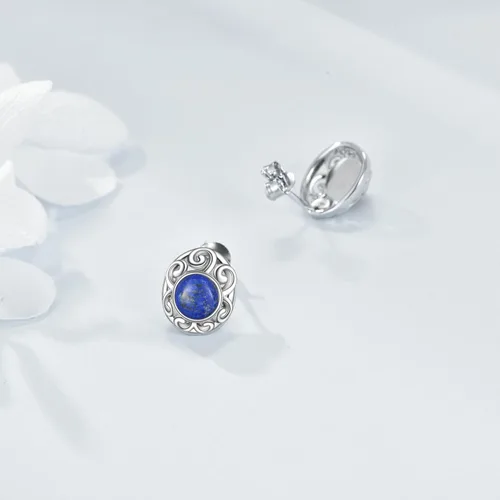Vista 4 de Aretes de piedra natural de plata de ley con forma de abrazofiligrana, joyería de regalo de Navidad para mujeres y niñas