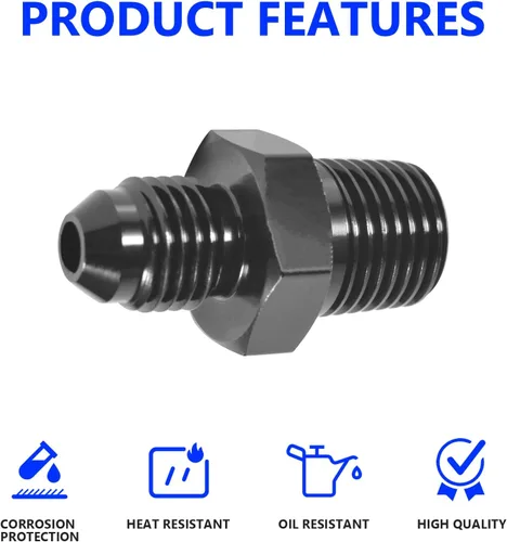 Vista 5 de Adaptador de tubería macho 4AN a NPT de 1/4 pulgadas, adaptador recto de aluminio de 4AN a 1/4 de pulgada NPT para accesorios de sistema