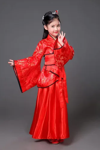 Vista 7 de Traje tradicional chino de Hanfu para niñas, vestido de fiesta antiguo, disfraz de cosplay