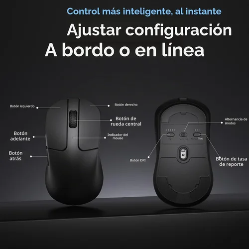 Vista 8 de Keychron M3 Mini 8K Ratón inalámbrico Bluetooth 5.3/2.4 GHz/Ratón óptico con cable, ultraligero de 55g programable con sensor PixArt 3950 hasta