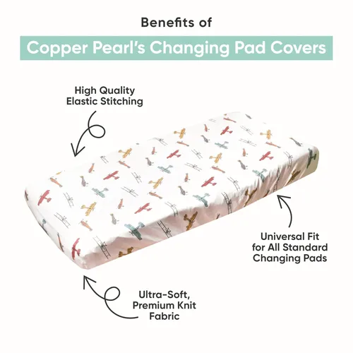 Vista 2 de Copper Pearl Funda de punto para cambiador de pañales de alta calidad, suave, elegante y universal para todos los cambiadores de pañales estándar