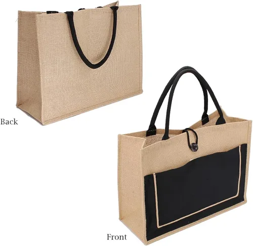 Vista 2 de TANOSII Bolsa de playa de paja para mujer, bolsa de yute tejida a mano