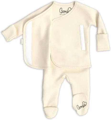 Vista 4 de Bonsie Skin to Skin Babywear Body con pies - Tan Baby Footed One Piece - Avena