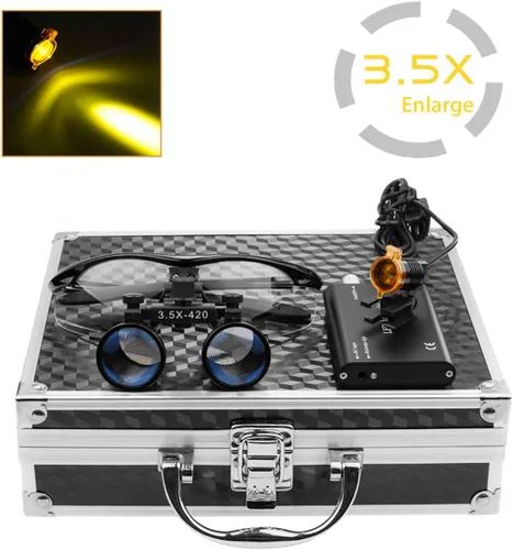 Vista 2 de Global 3.5X lupas de vidrio óptico+3W clip en tipo lámpara de cabeza+caja de aluminio (negro)