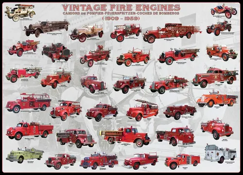 Vista 2 de EuroGraphics Rompecabezas vintage de 1000 piezas de camiones de bomberos