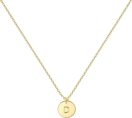 Vista 23 de Collar personalizado con inicial, chapado en oro de 18 quilates, de acero inoxidable, con dije de moneda, collar con dije de letra memorable