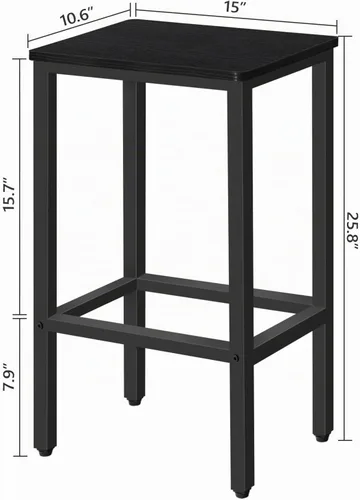 Vista 3 de MAHANCRIS Taburetes de bar, juego de 2 sillas de bar con reposapiés, taburetes de comedor de 2 piezas, 25.8 pulgadas de altura, taburetes de bar