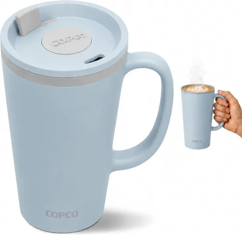 Vista 13 de Copco - Taza de café con cono de 16 onzas, mango y tapa resistente a Azul