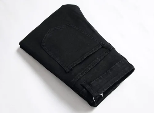 Vista 5 de Junbaoss - Jeans elásticos ajustados para hombre, pantalones de mezclilla ajustados rasgados para hombre, pantalones de cintura flexible de pierna