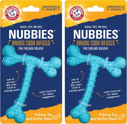 Vista 25 de Arm & Hammer for Pets Nubbies Duality Bone - Juguete dental para perros, el mejor juguete masticable para masticadores moderados, ayuda a reducir