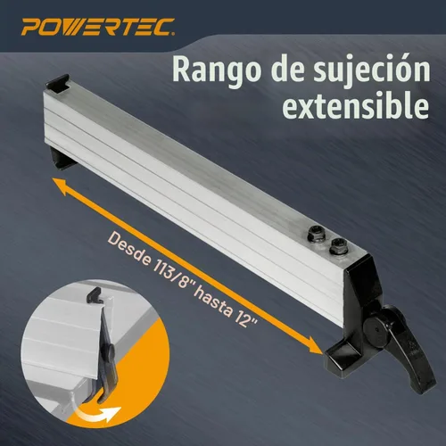 Vista 7 de POWERTEC BS900RF Rip Fence para sierra de cinta para madera POWERTEC BS900 con abrazadera ajustable. Para tamaño de mesa de trabajo 11-1 / 8 "a