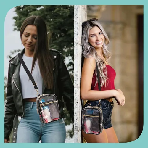 Vista 7 de Bolso cruzado aprobado por estadios para mujer, bolsa transparente para estadios para eventos deportivos, conciertos