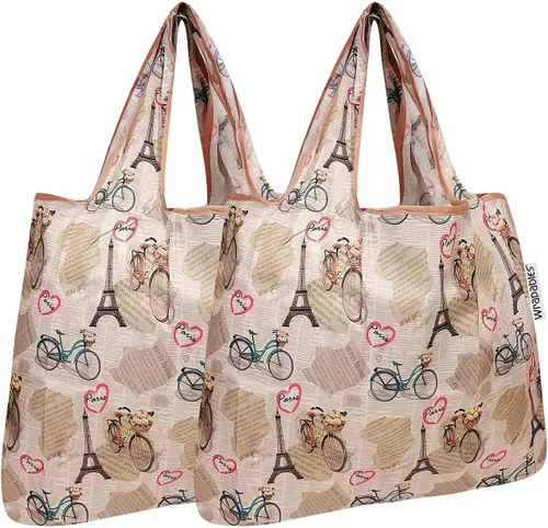 Vista 41 de allydrew Bolsa plegable de nailon para comestibles reutilizable (Set de 2), Ballenas Azules