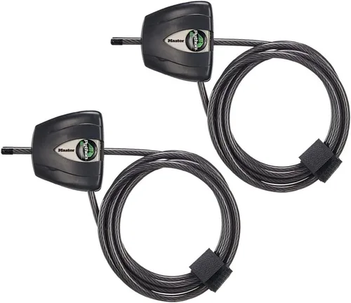 Vista 8 de Master Lock Candado de bicicleta Python negro con llave, candado de cable de metal ajustable tiene un revestimiento de vinilo resistente a