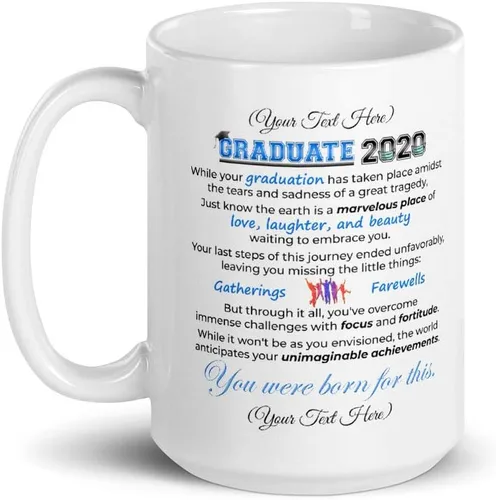 Vista 4 de PixiDoodle Taza de café personalizable de graduación 2020 – Graduado 2020 personalizada con texto personalizado (15 onzas, negro)